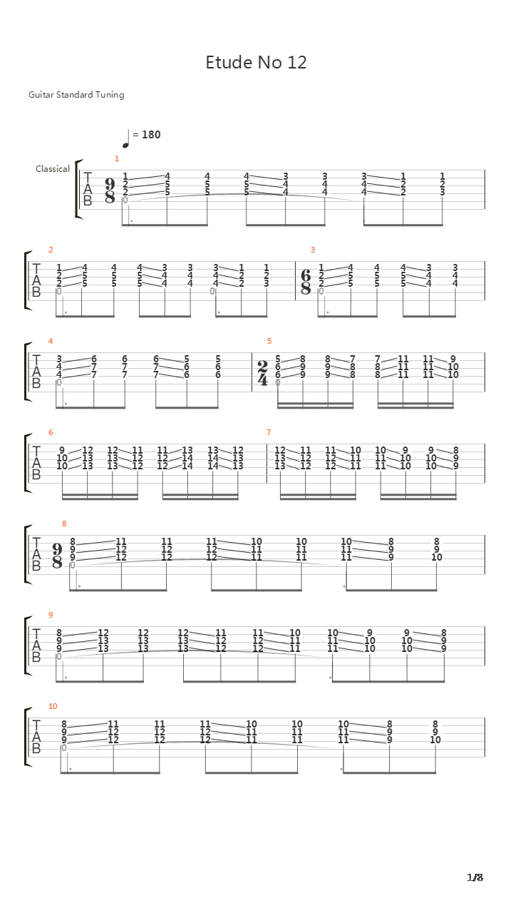 Etude No 12 In Am吉他谱