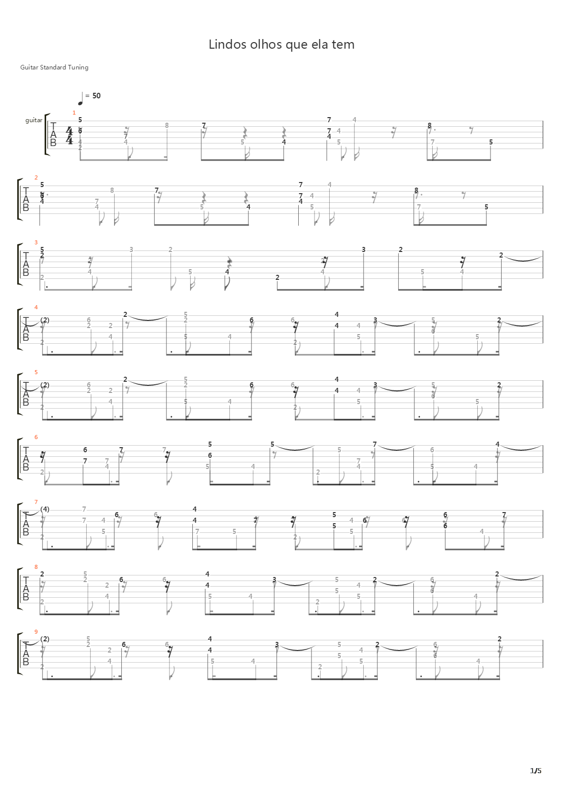 Lindos Olhos Que Ela Tem吉他谱