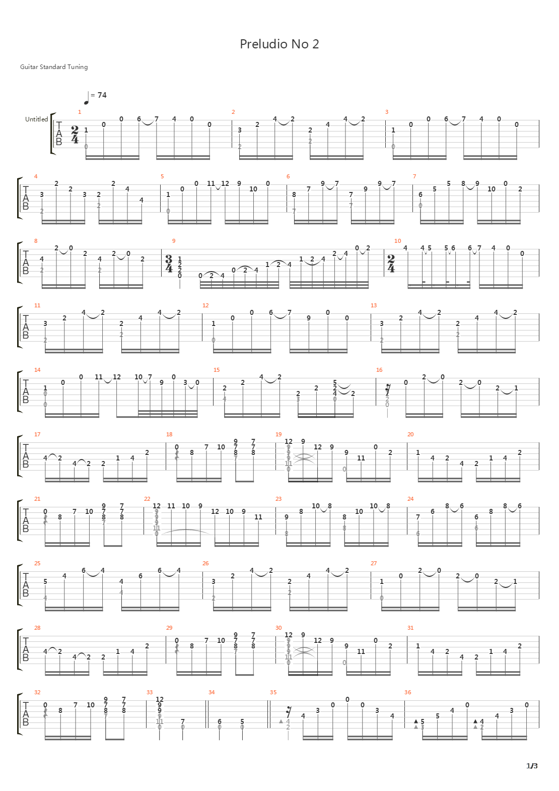 Preludio No 2 in E吉他谱