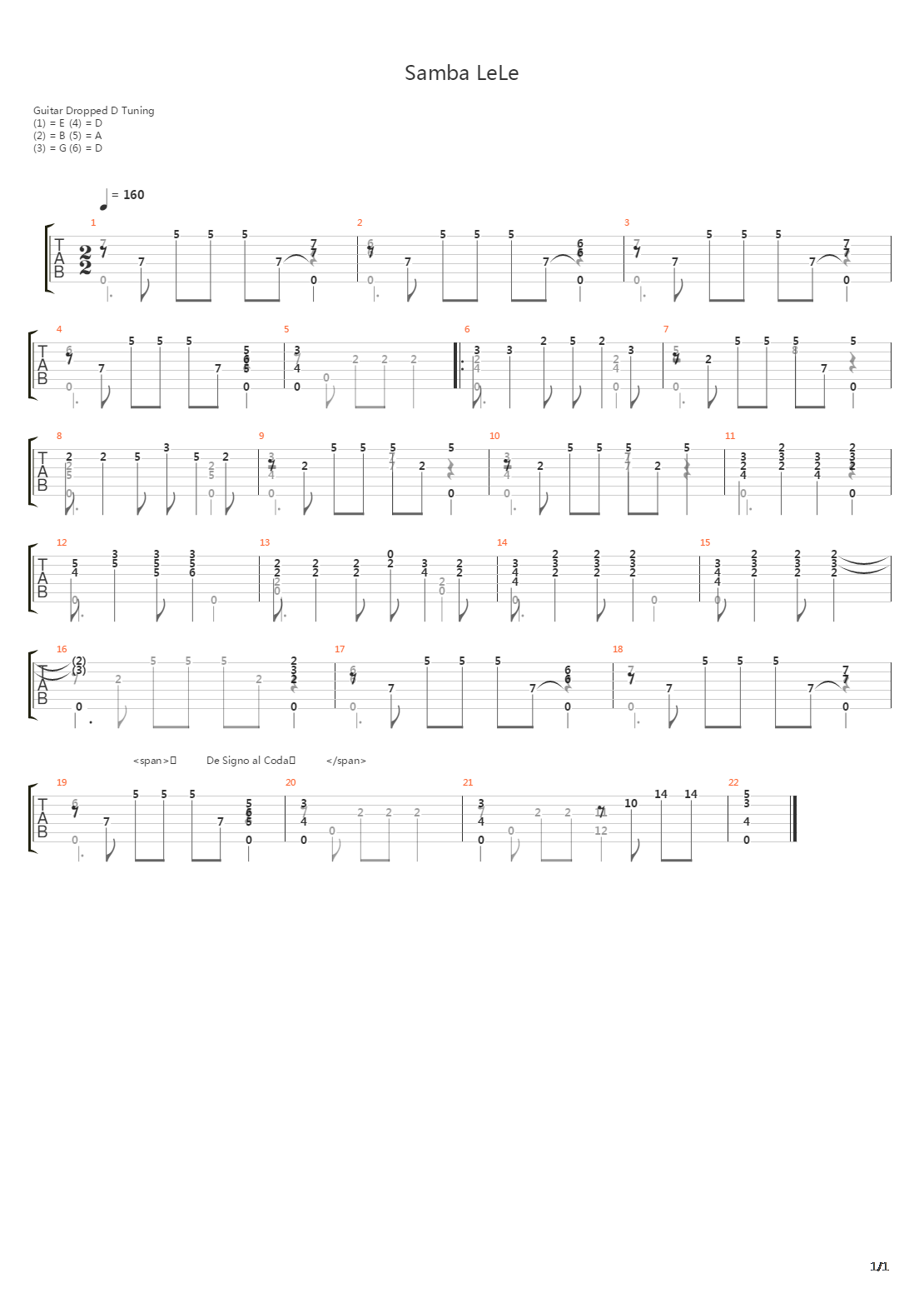 Samba Lele吉他谱