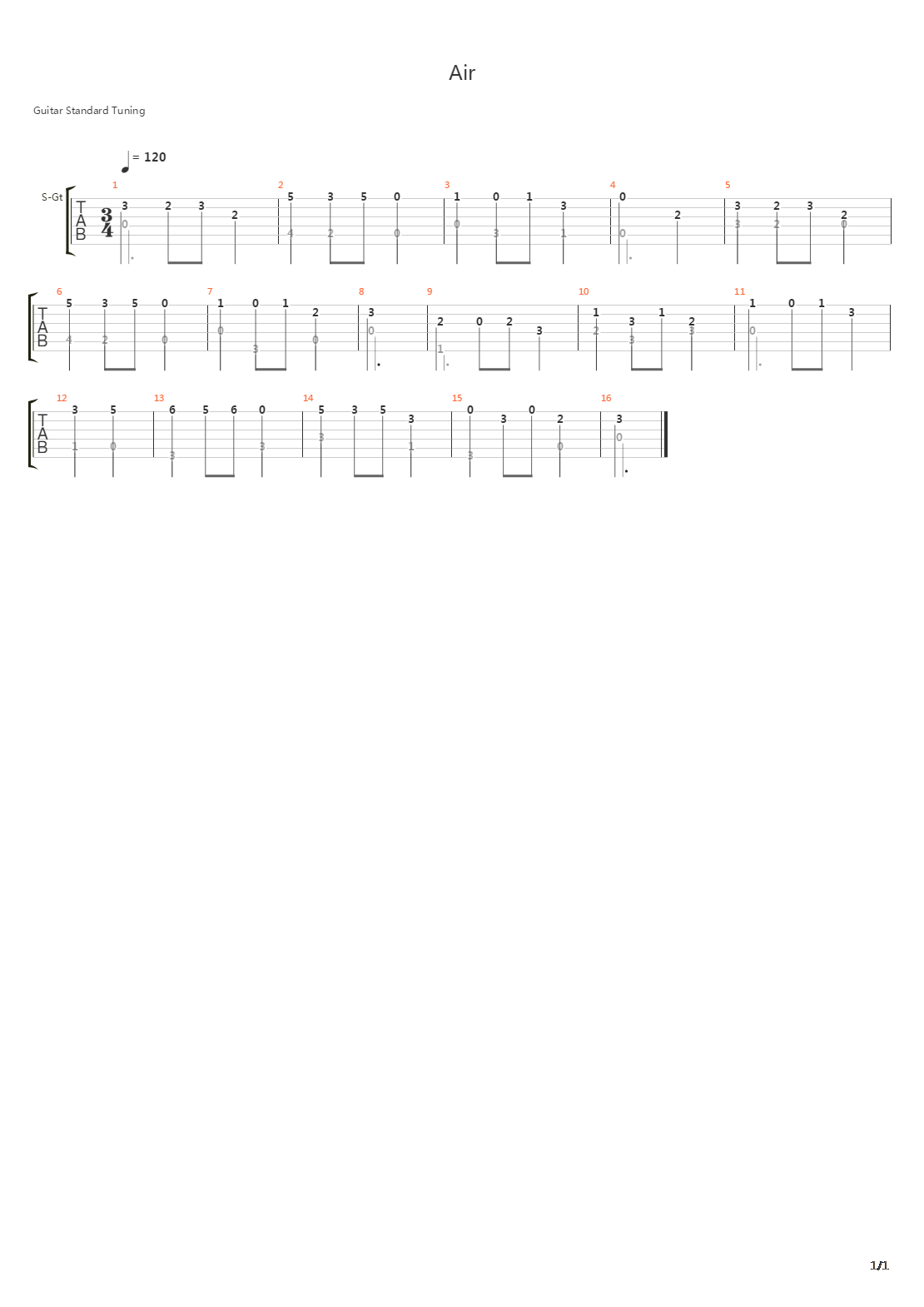 Air吉他谱