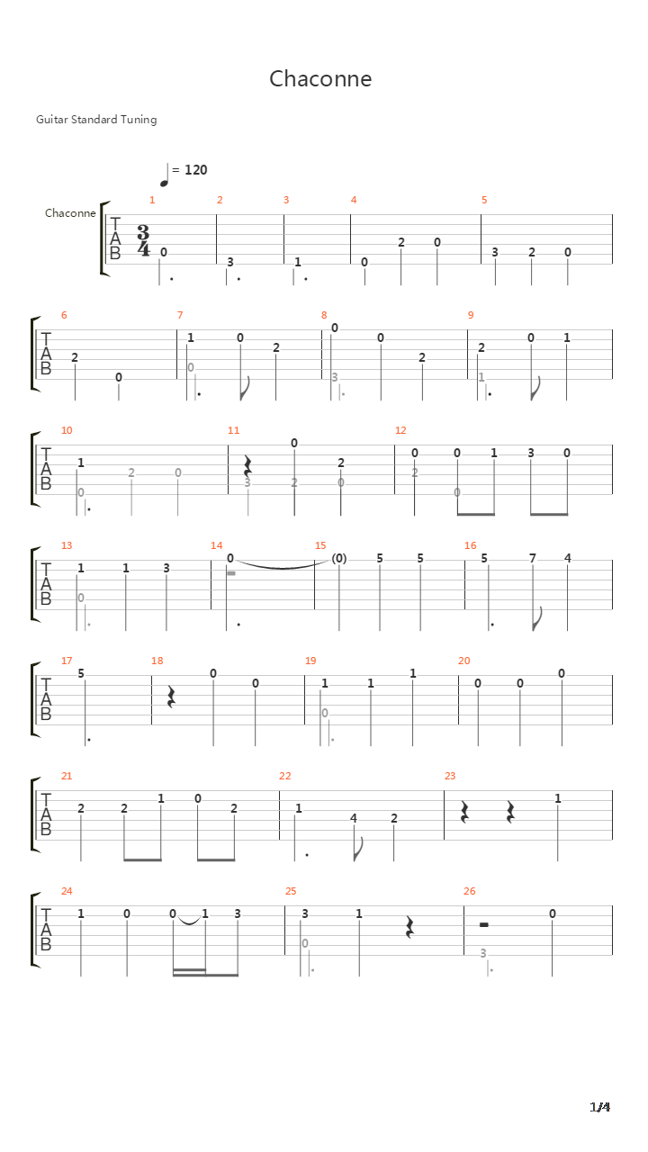 Chaconne吉他谱