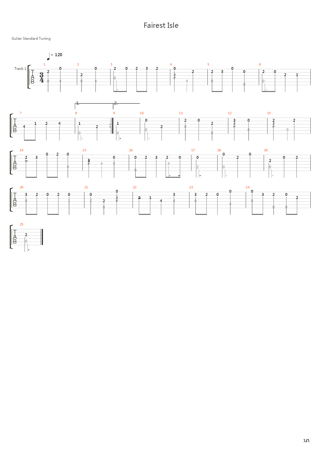 Fairest Isle吉他谱
