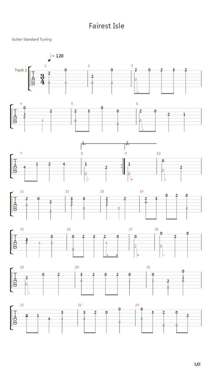 Fairest Isle吉他谱