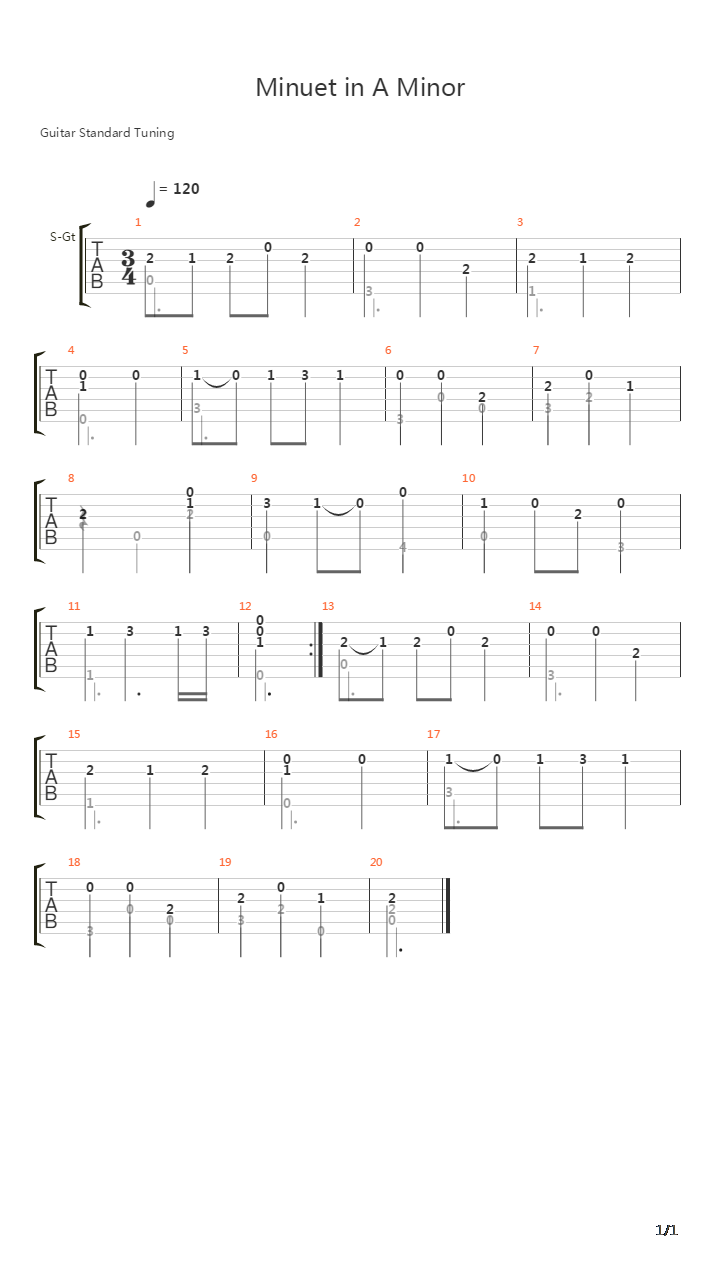 Minuet in A Minor吉他谱