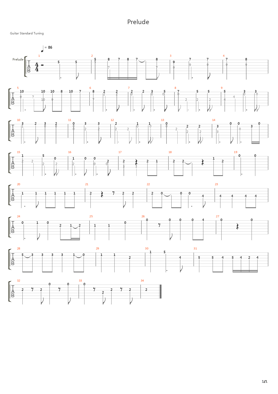 Prelude吉他谱