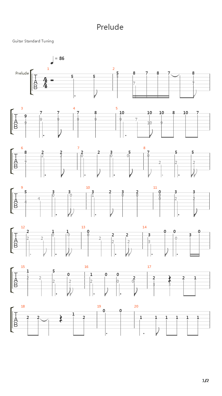 Prelude吉他谱