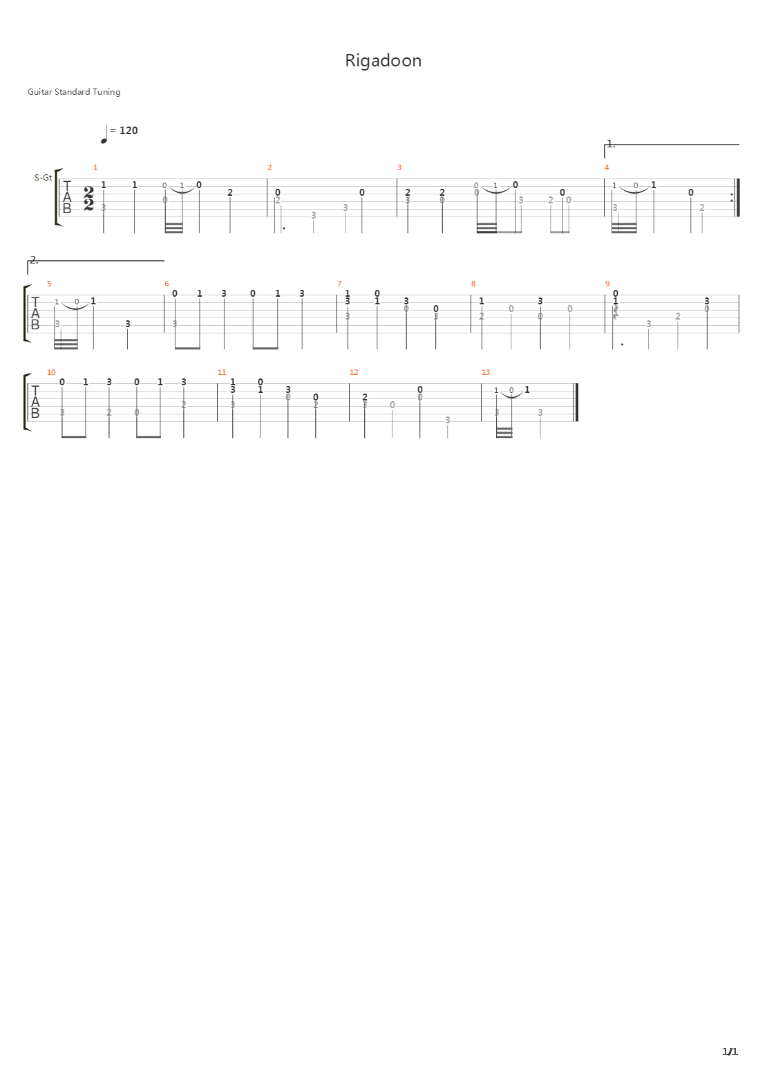 Rigadoon吉他谱