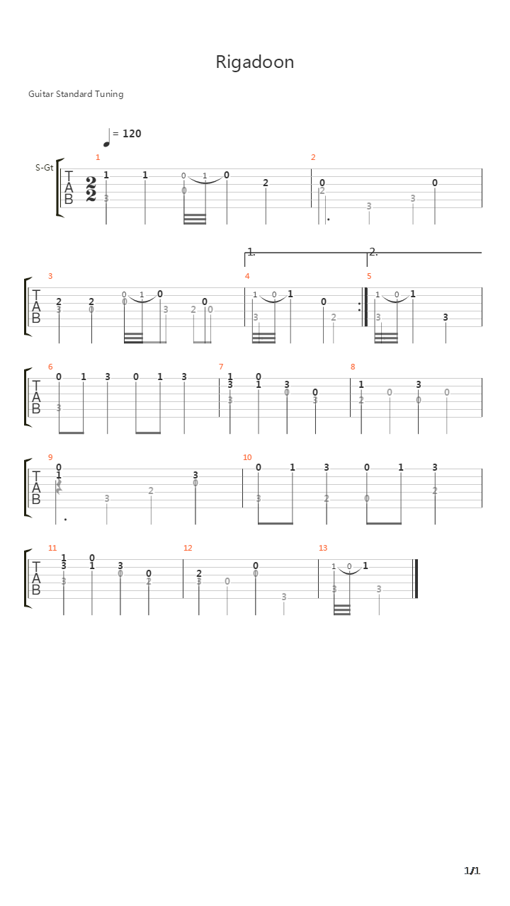 Rigadoon吉他谱