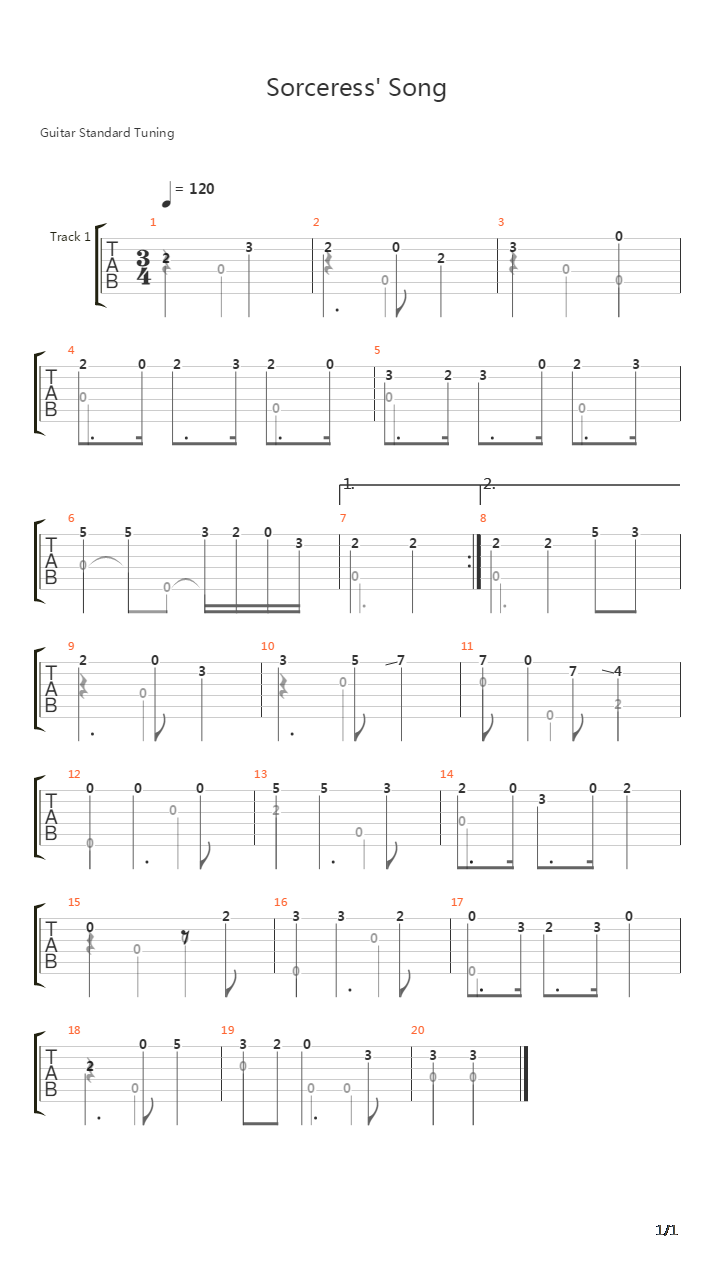 Sorceress Song吉他谱
