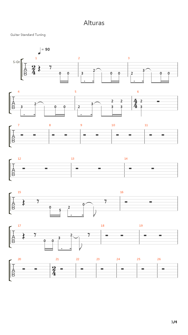 Alturas吉他谱