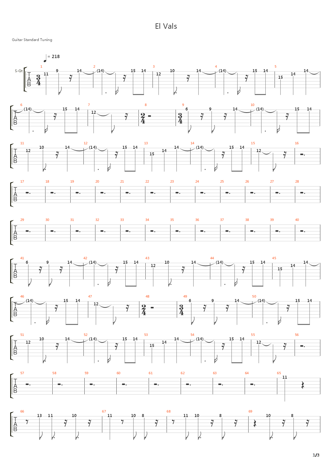 El Vals吉他谱