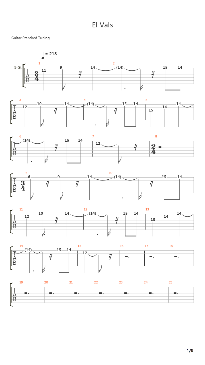El Vals吉他谱