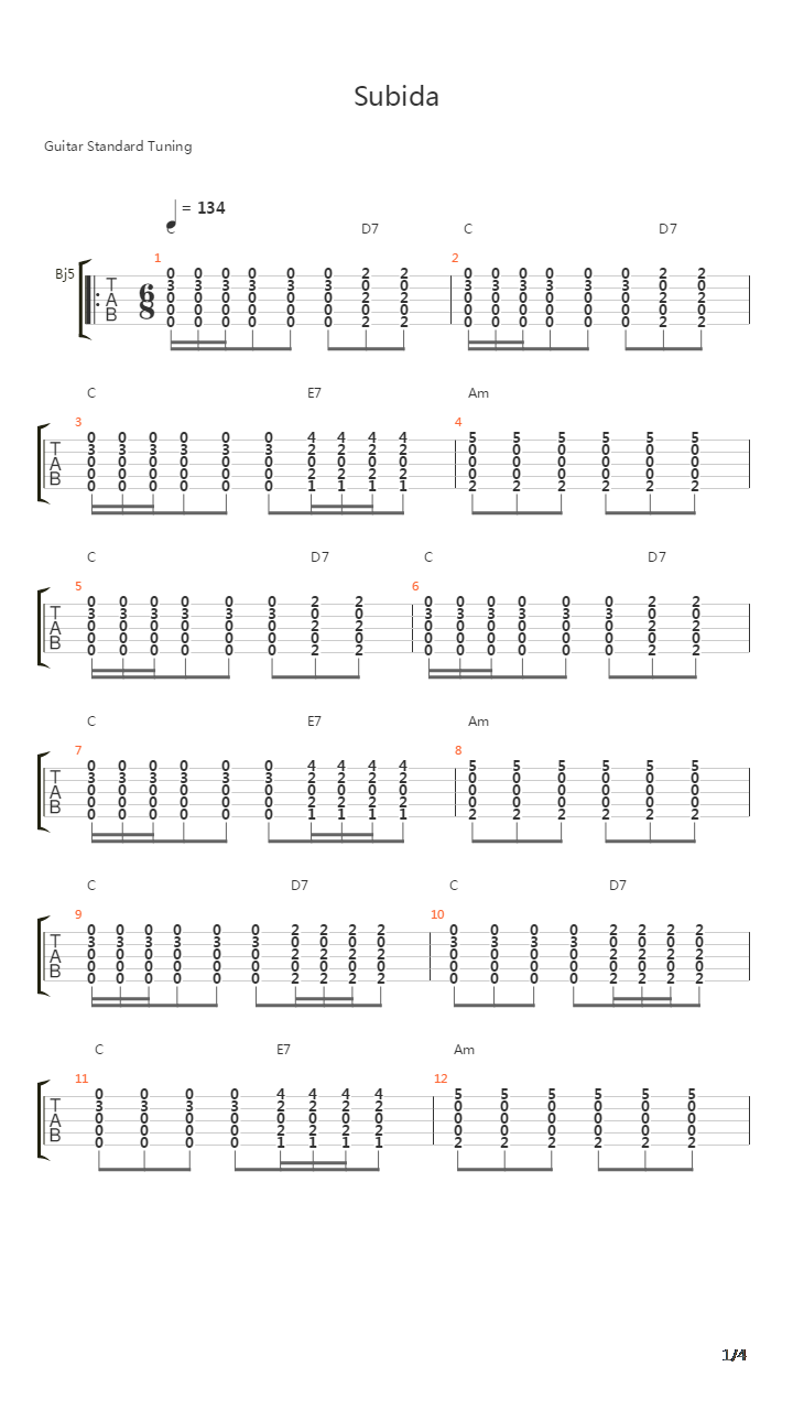 Subida吉他谱