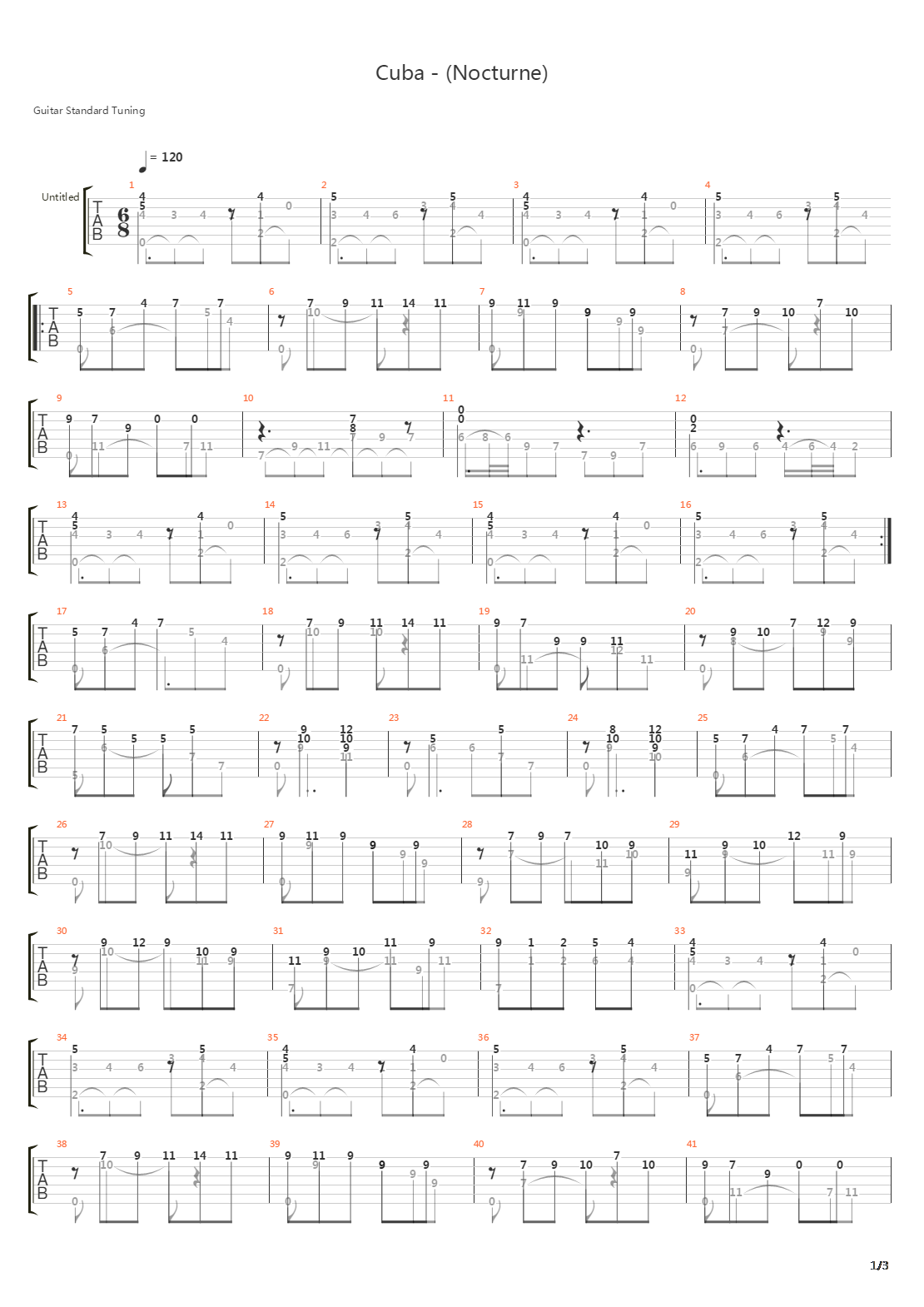Cuba (Nocturne)吉他谱