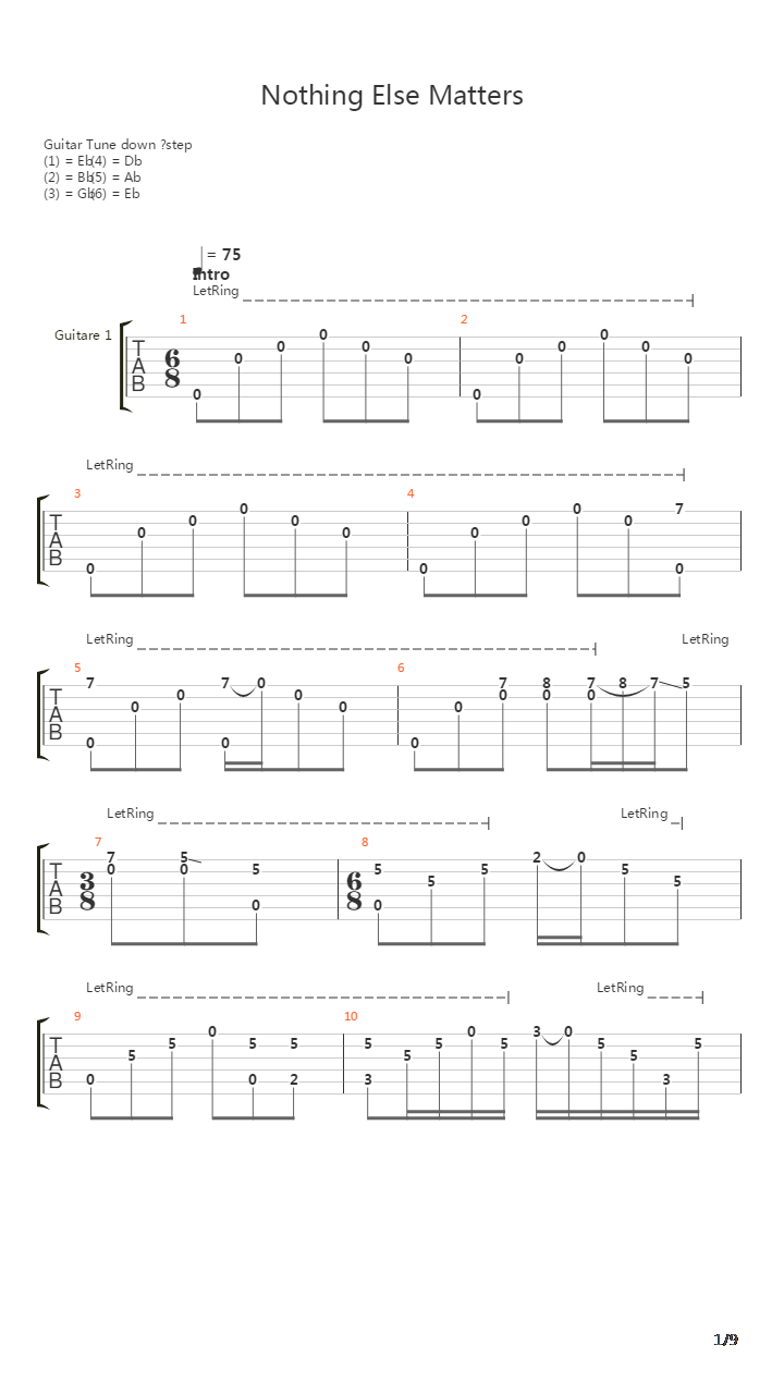 Nothing Else Matters吉他谱