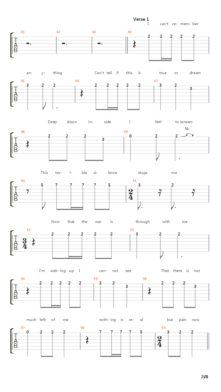 One(13)吉他谱
