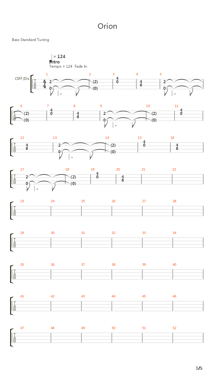 Orion吉他谱