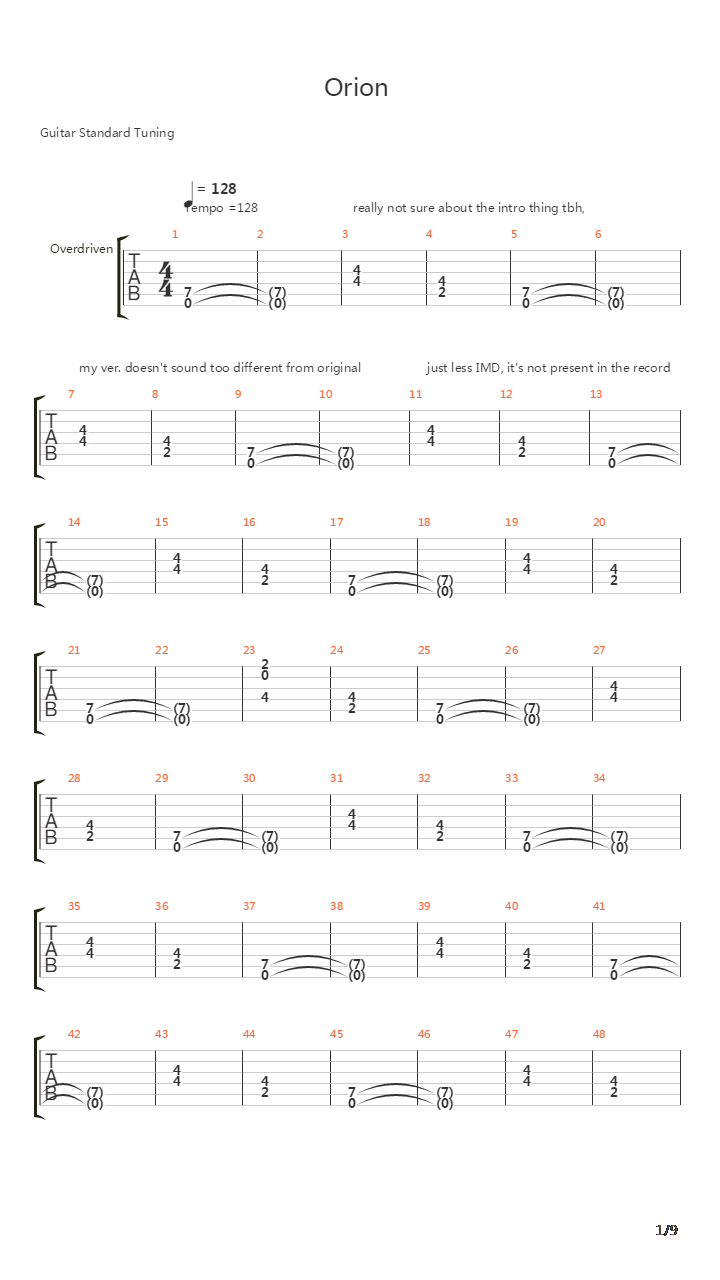 Orion(11)吉他谱