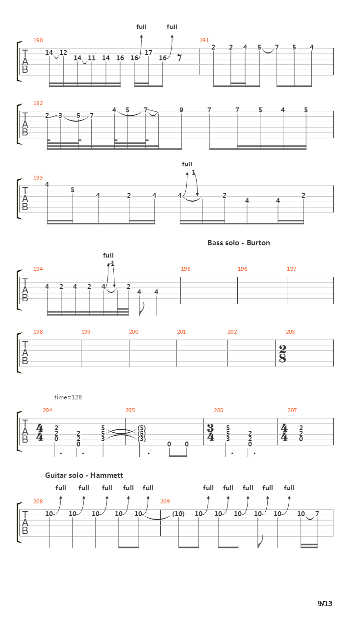 Orion吉他谱