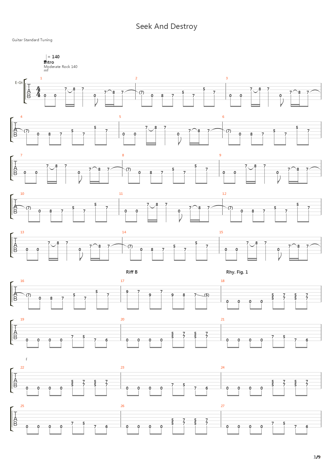 Seek And Destroy吉他谱