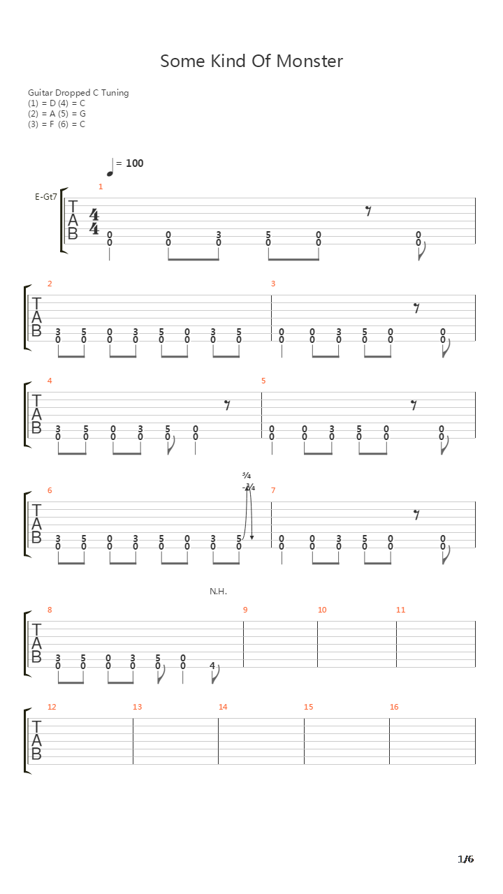 Some Kind Of Monster吉他谱