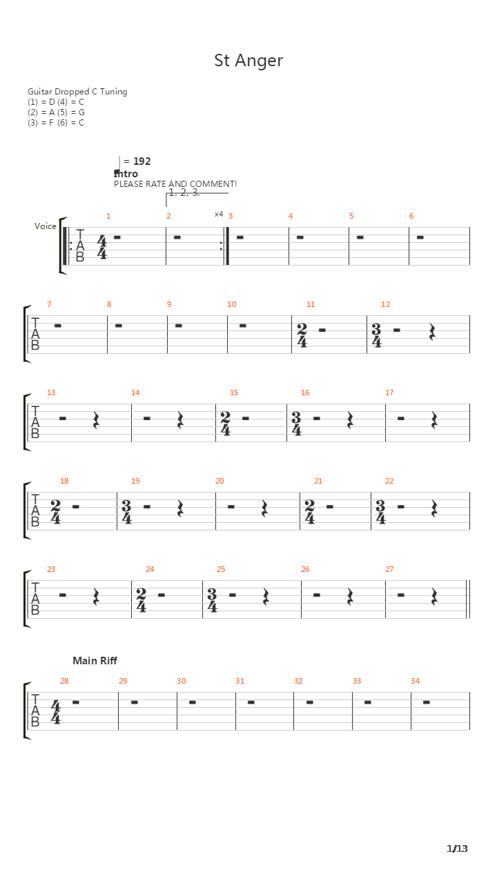 St Anger吉他谱