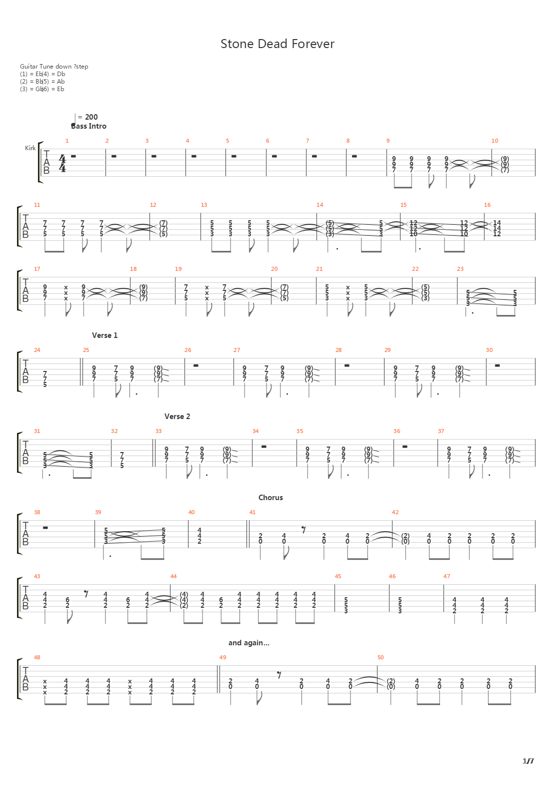 Stone Dead Forever吉他谱