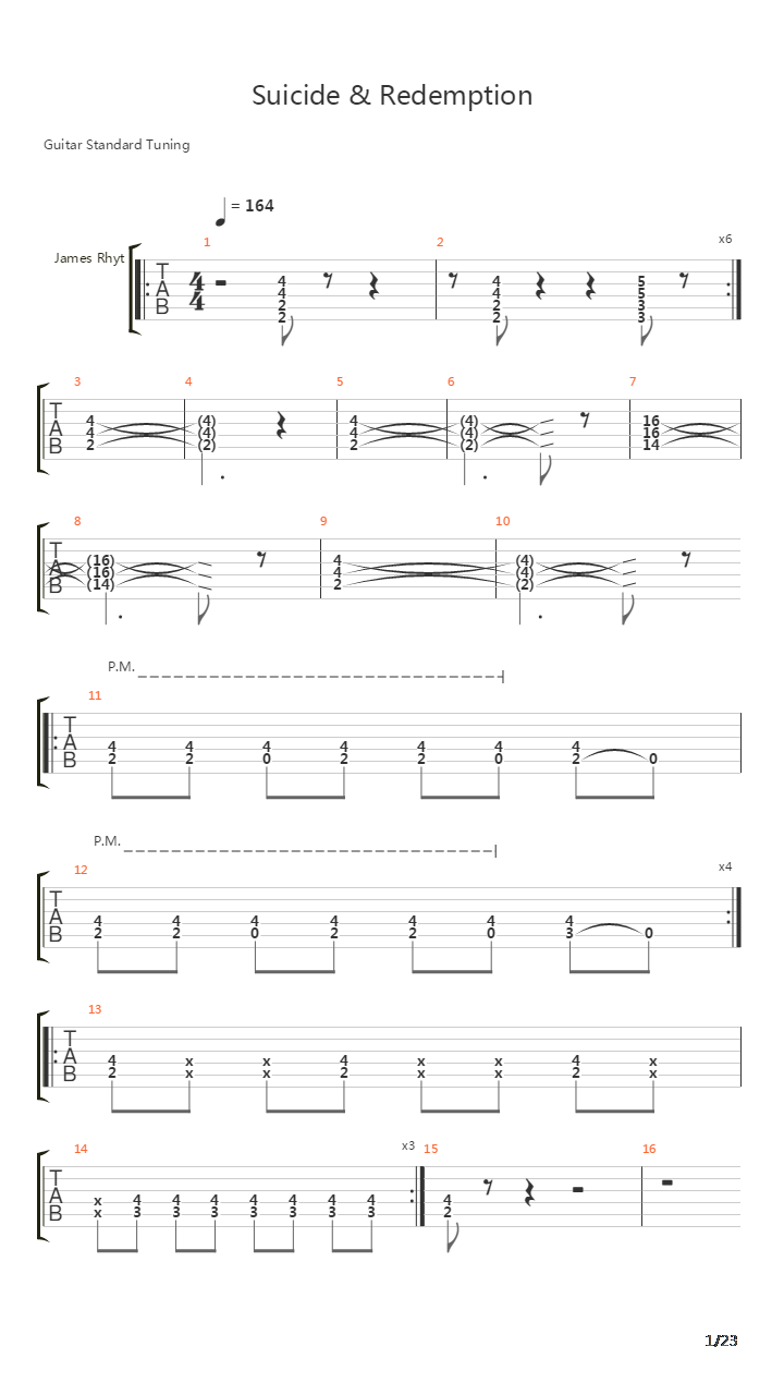 Suicide And Redemption吉他谱
