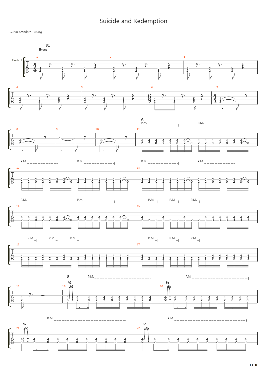 Suicide And Redemption吉他谱