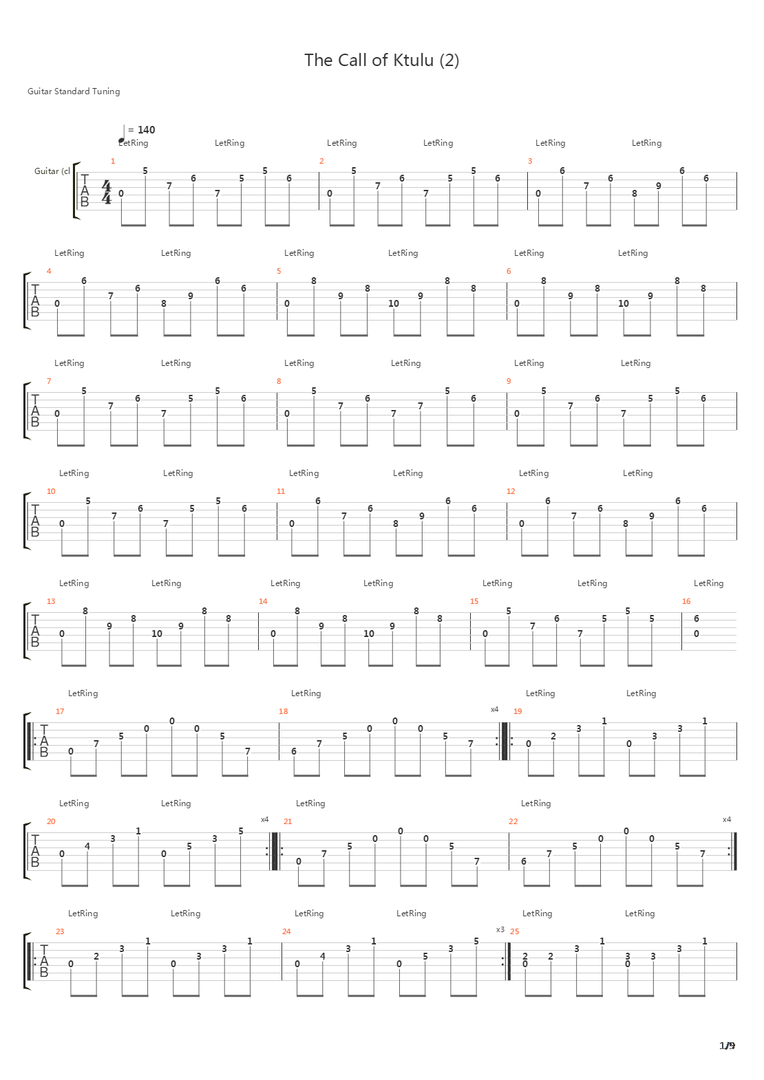The Call Of Ktulu吉他谱