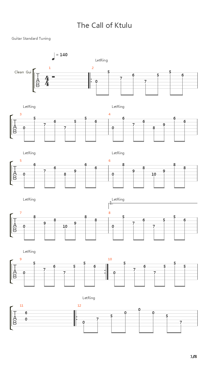 The Call Of Ktulu吉他谱