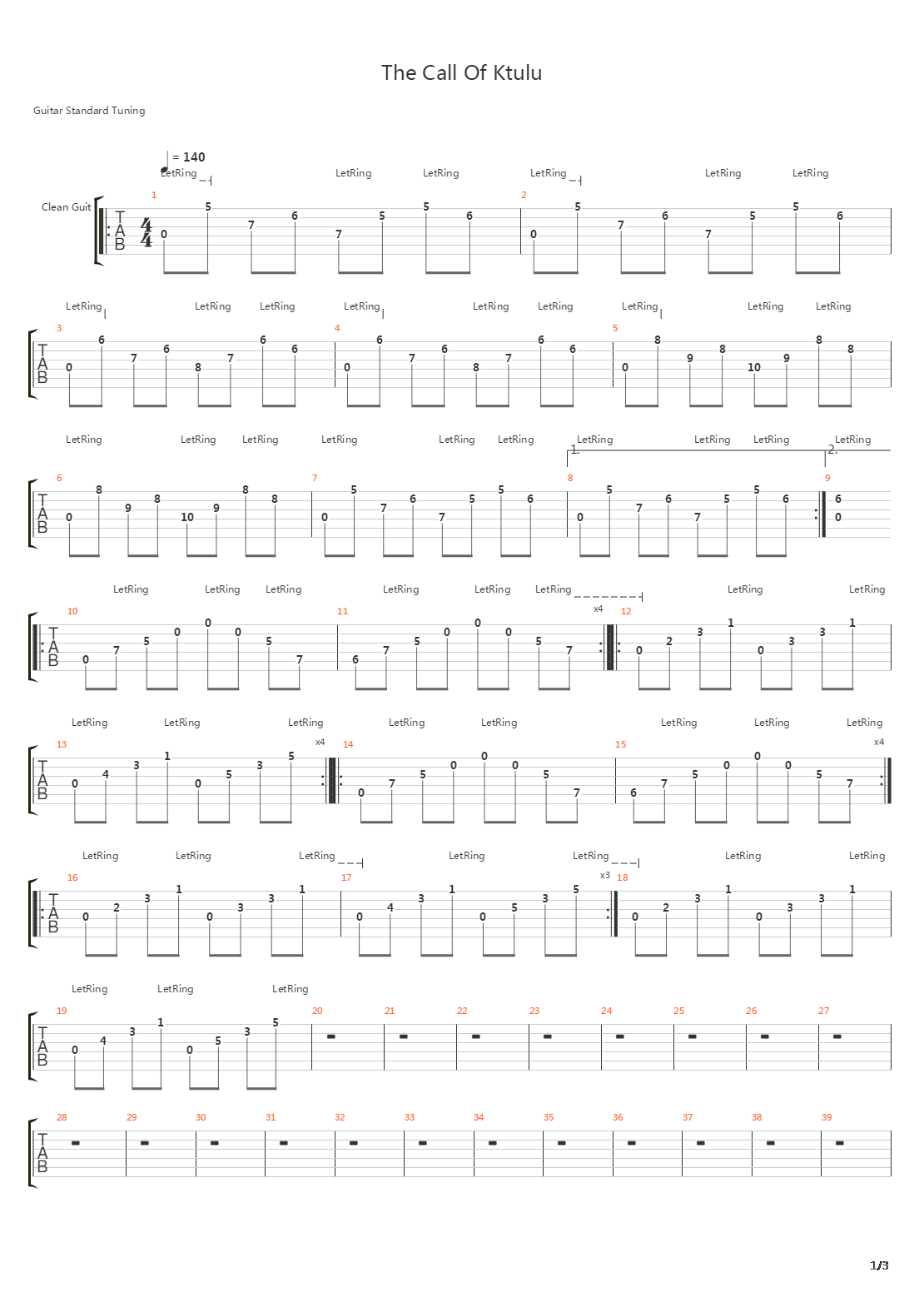 The Call Of Ktulu吉他谱