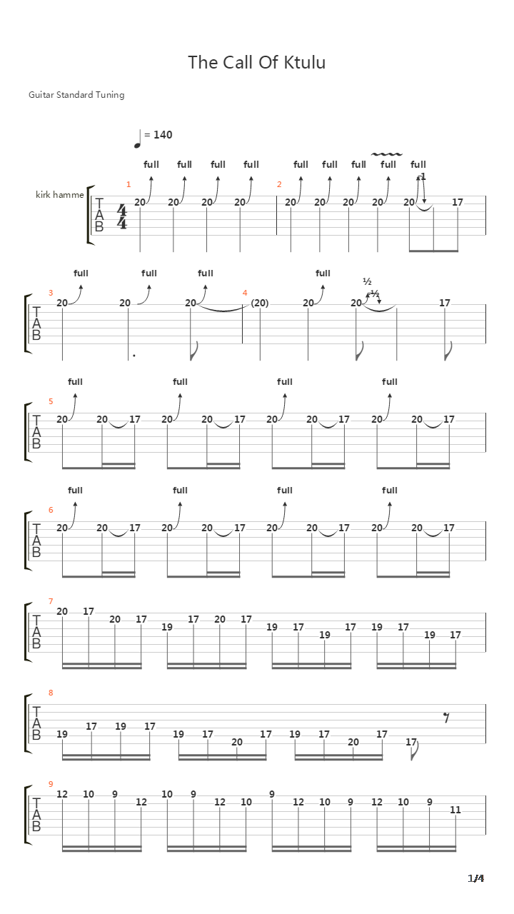 The Call Of Ktulu吉他谱