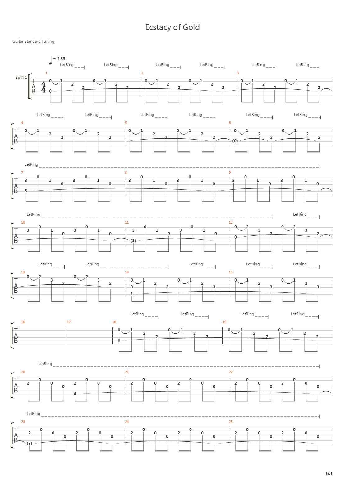 The Ecstasy Of Gold吉他谱