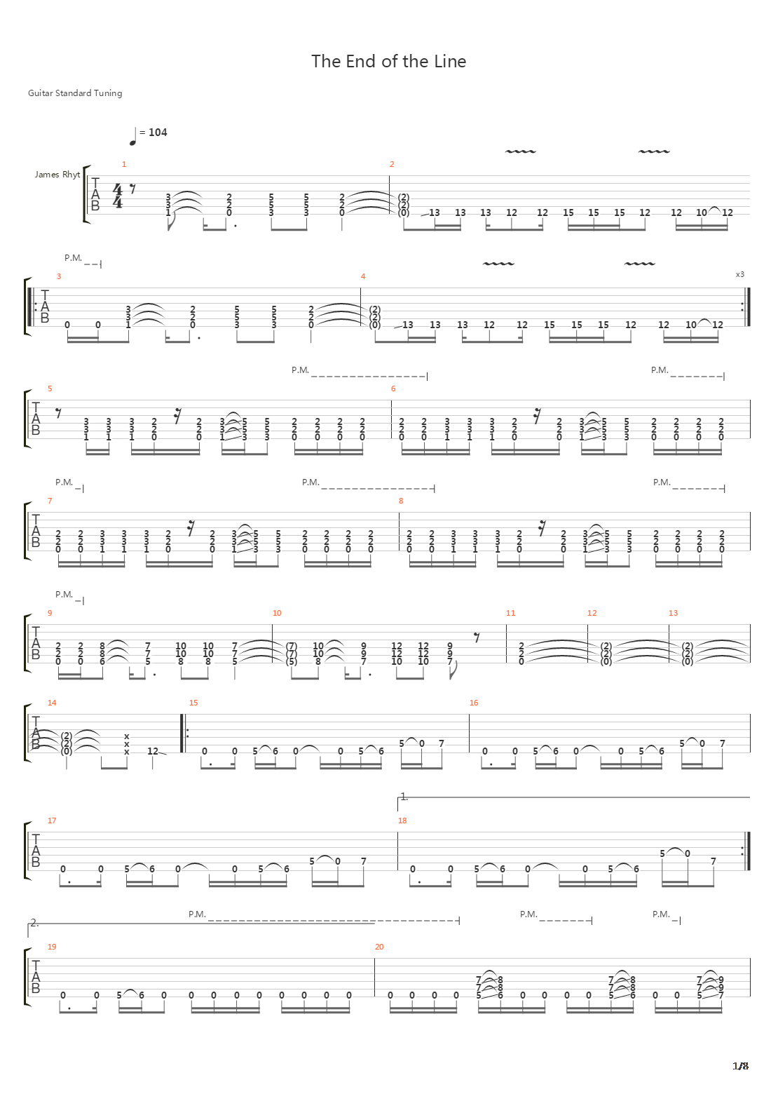 The End Of The Line吉他谱