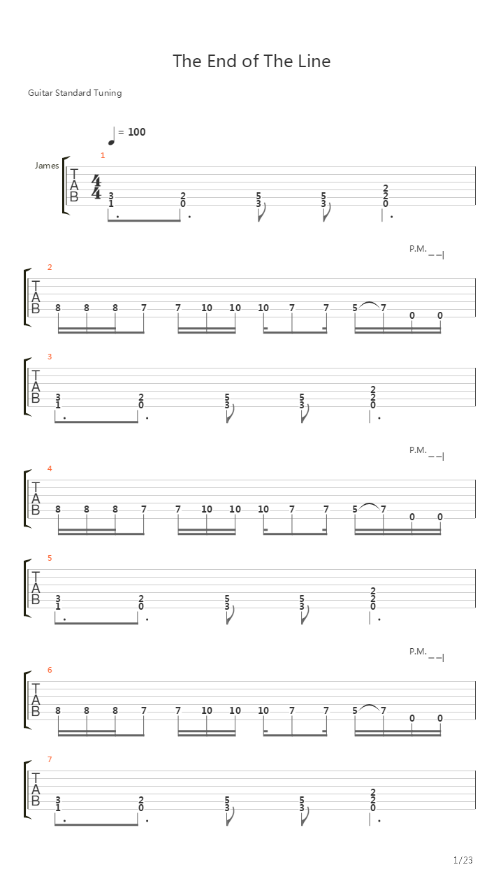 The End Of The Line吉他谱