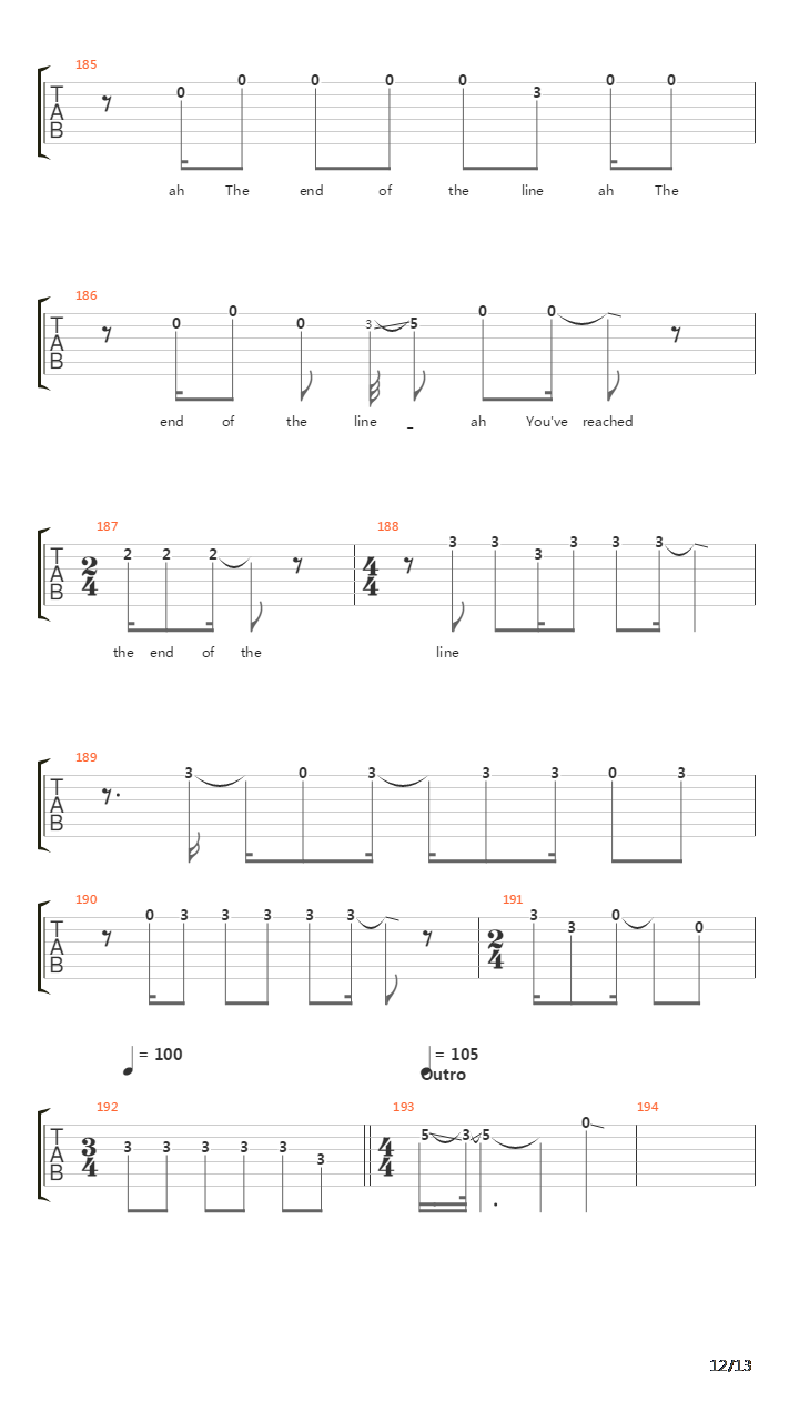 The End Of The Line吉他谱