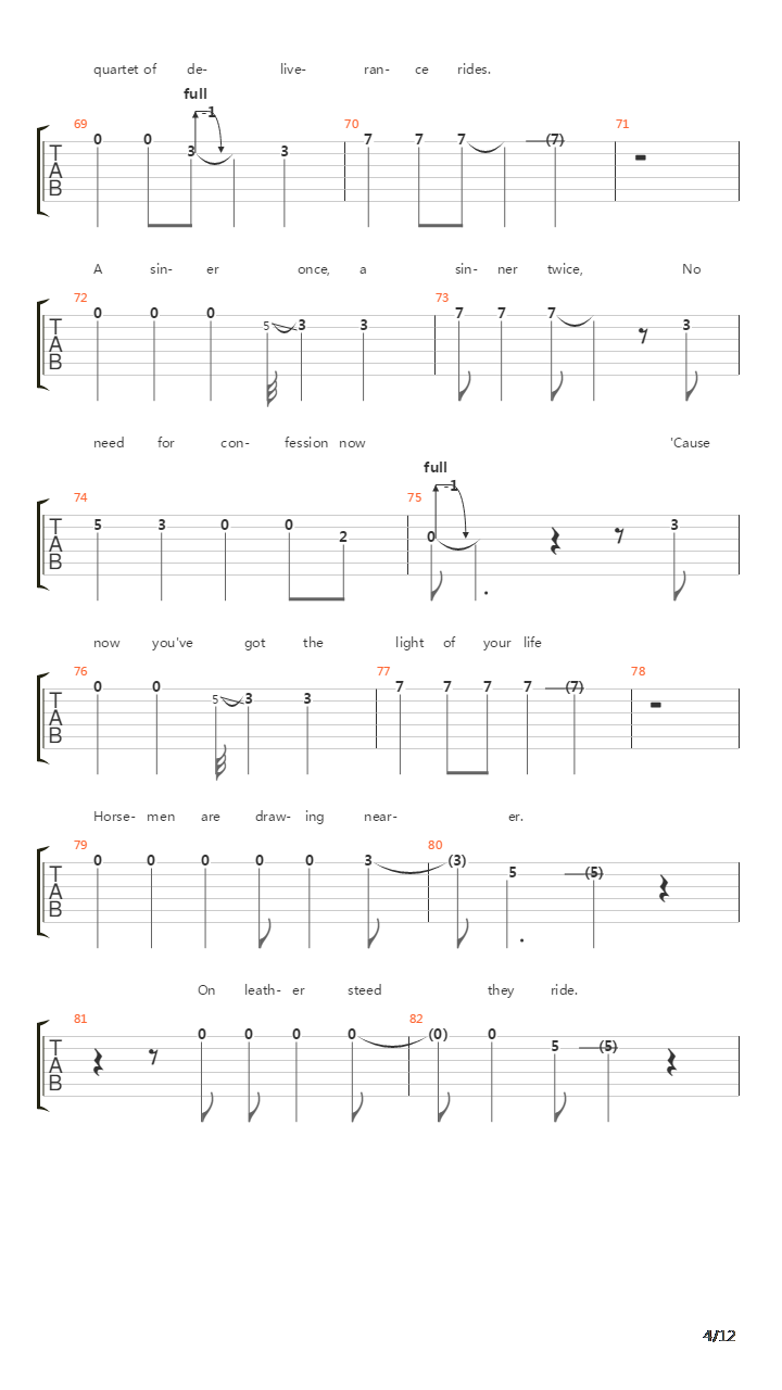 The Four Horsemen吉他谱