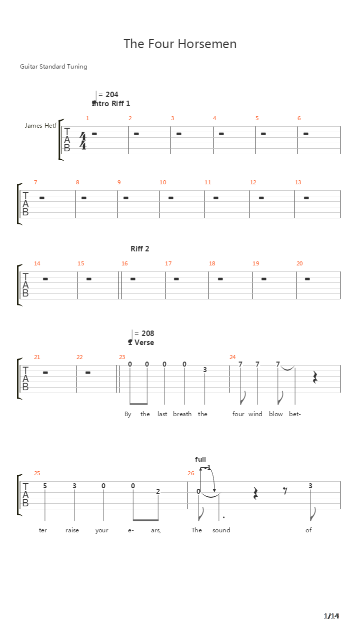 The Four Horsemen吉他谱