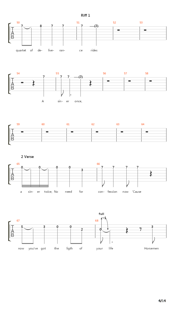 The Four Horsemen吉他谱