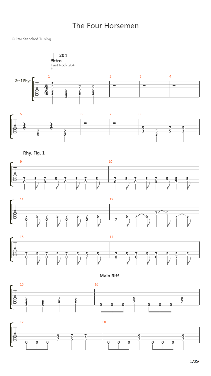 The Four Horsemen吉他谱