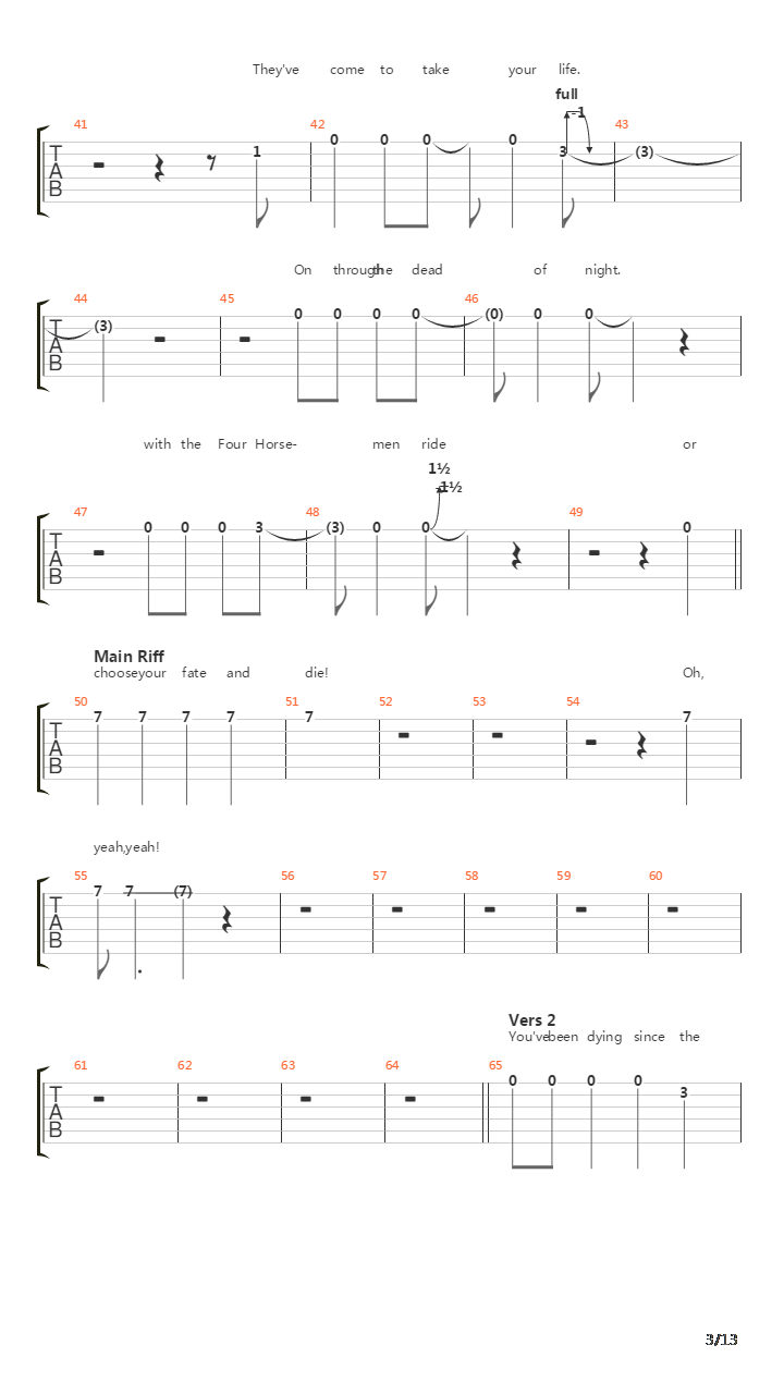 The Four Horsemen吉他谱