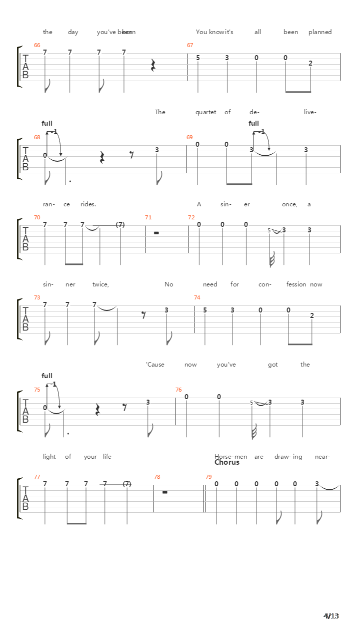 The Four Horsemen吉他谱