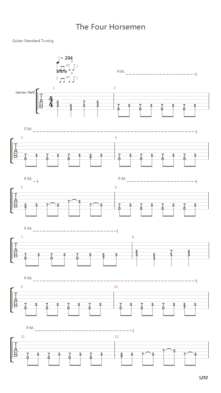 The Four Horsemen吉他谱
