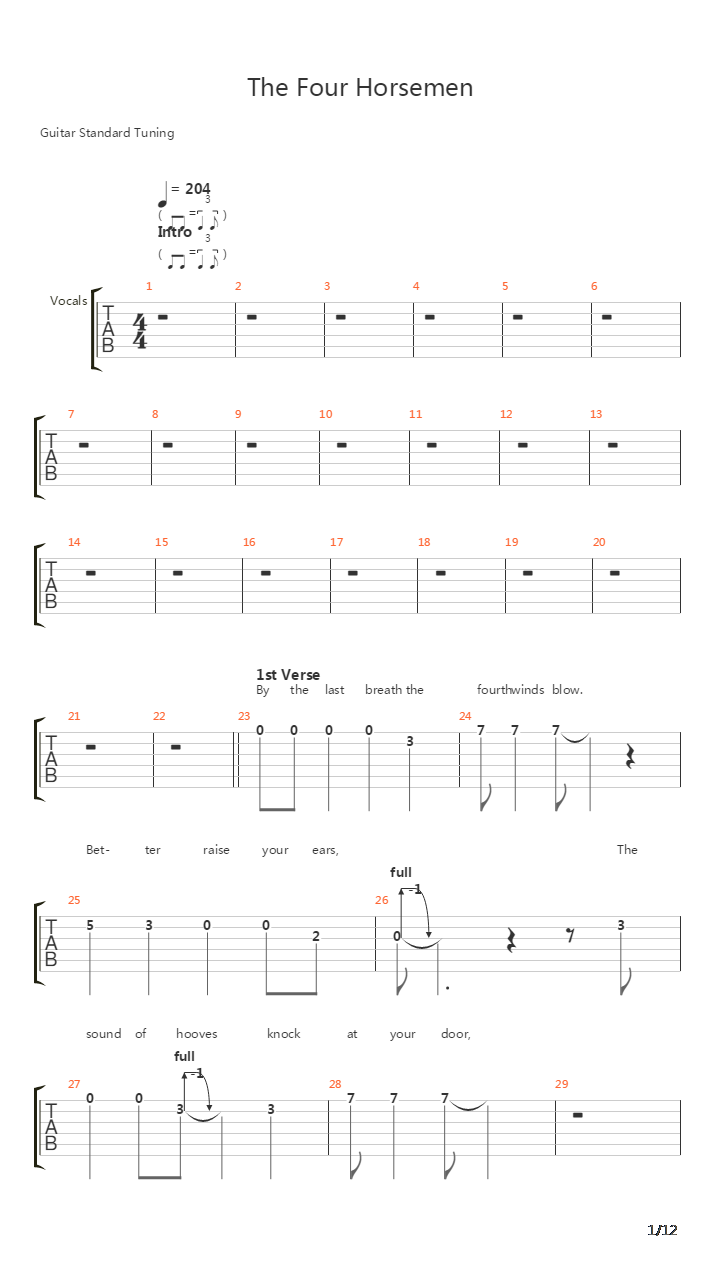 The Four Horsemen吉他谱