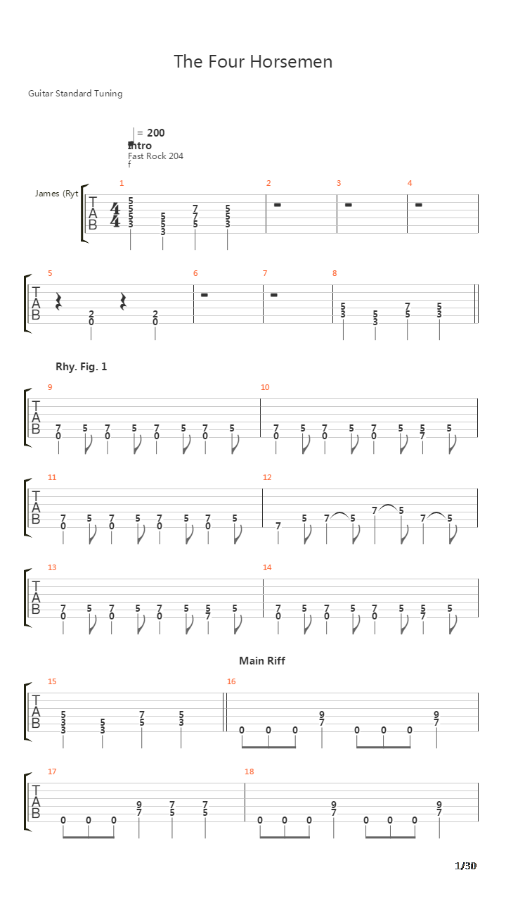 The Four Horsemen吉他谱