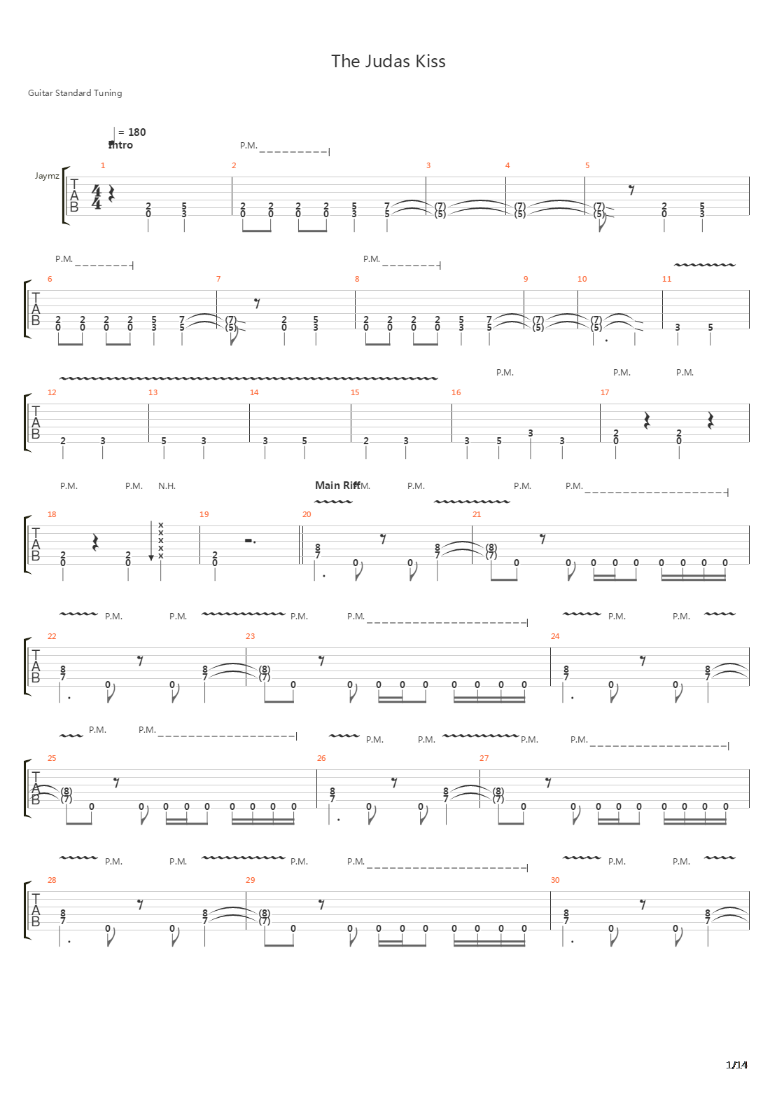 The Judas Kiss吉他谱