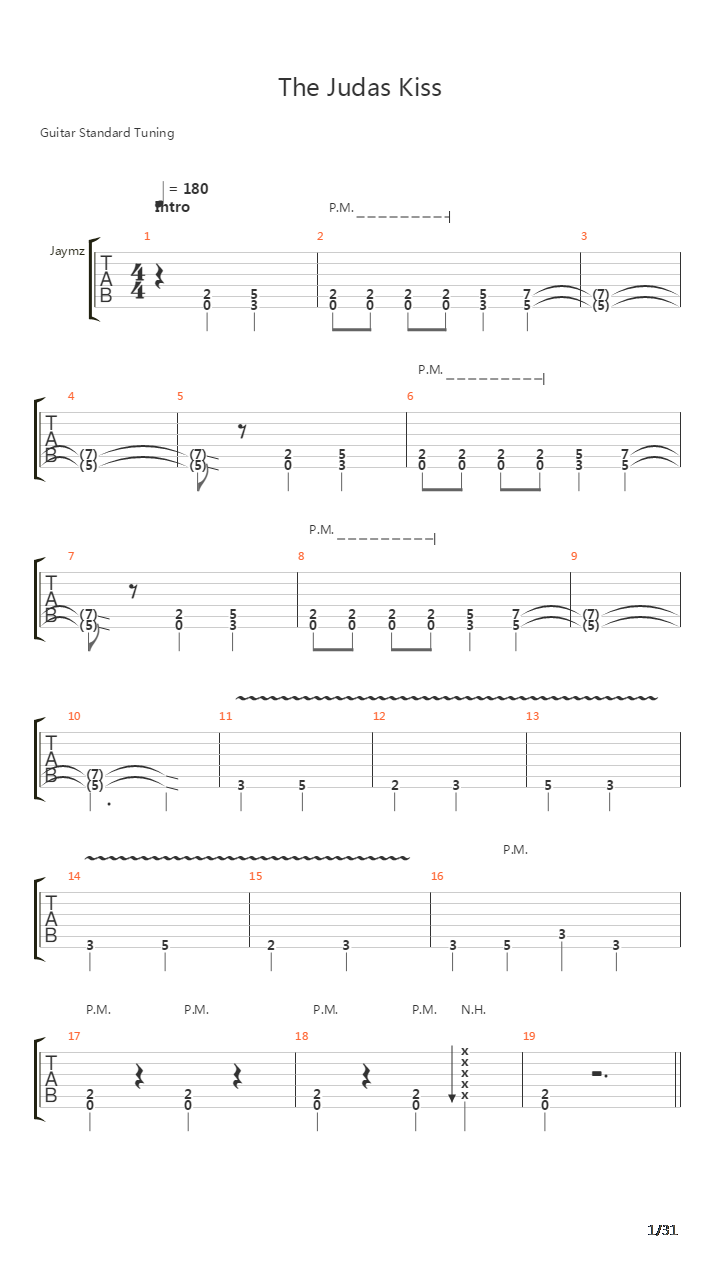 The Judas Kiss吉他谱