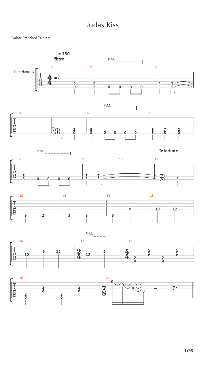 The Judas Kiss吉他谱